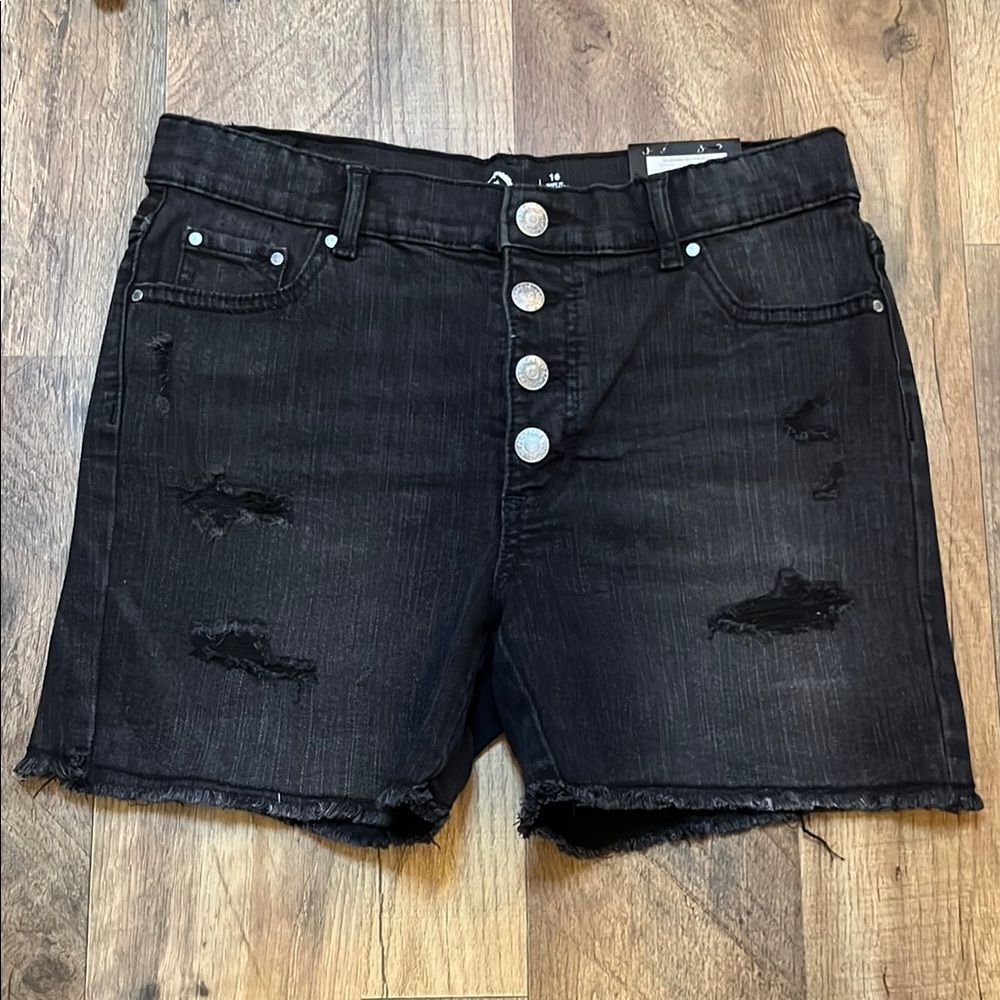 Girls size 16 NWT Jordache High Rise Adjustable Waist Repreve Midi Cutoff Shorts